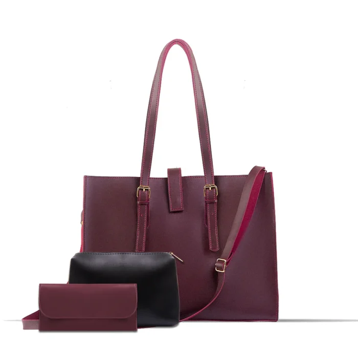 BLOSSOM MAROON 3PCS TOTE BAGSET